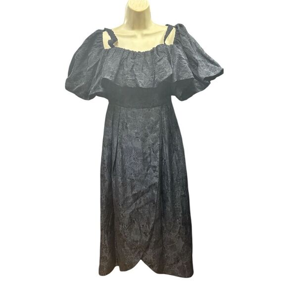 Ulla Johnson Brocade Off Shoulder Midi Dress in Black NWT Size 0 - Picture 1 of 4